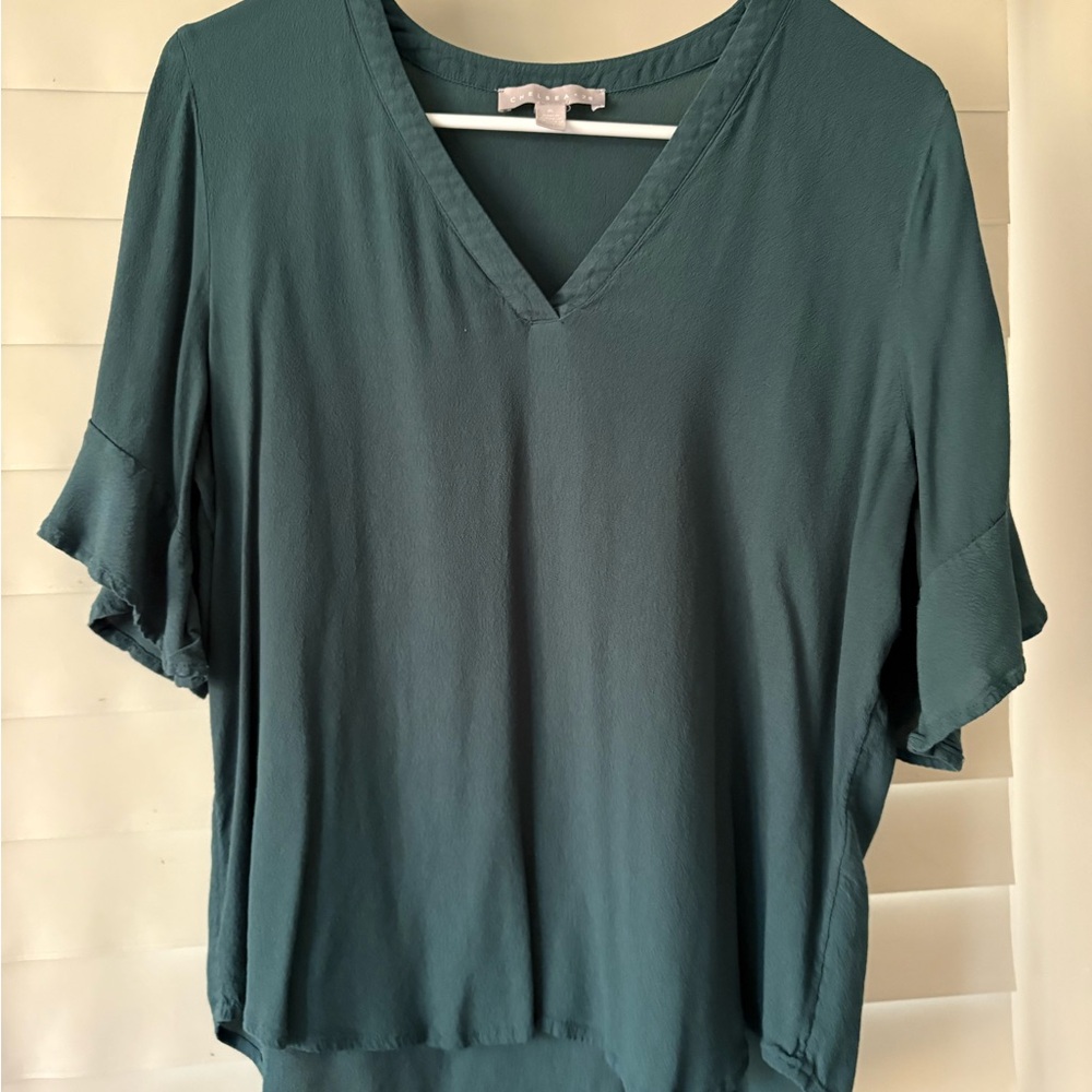 Chelsea28 Teal V-Neck Blouse
